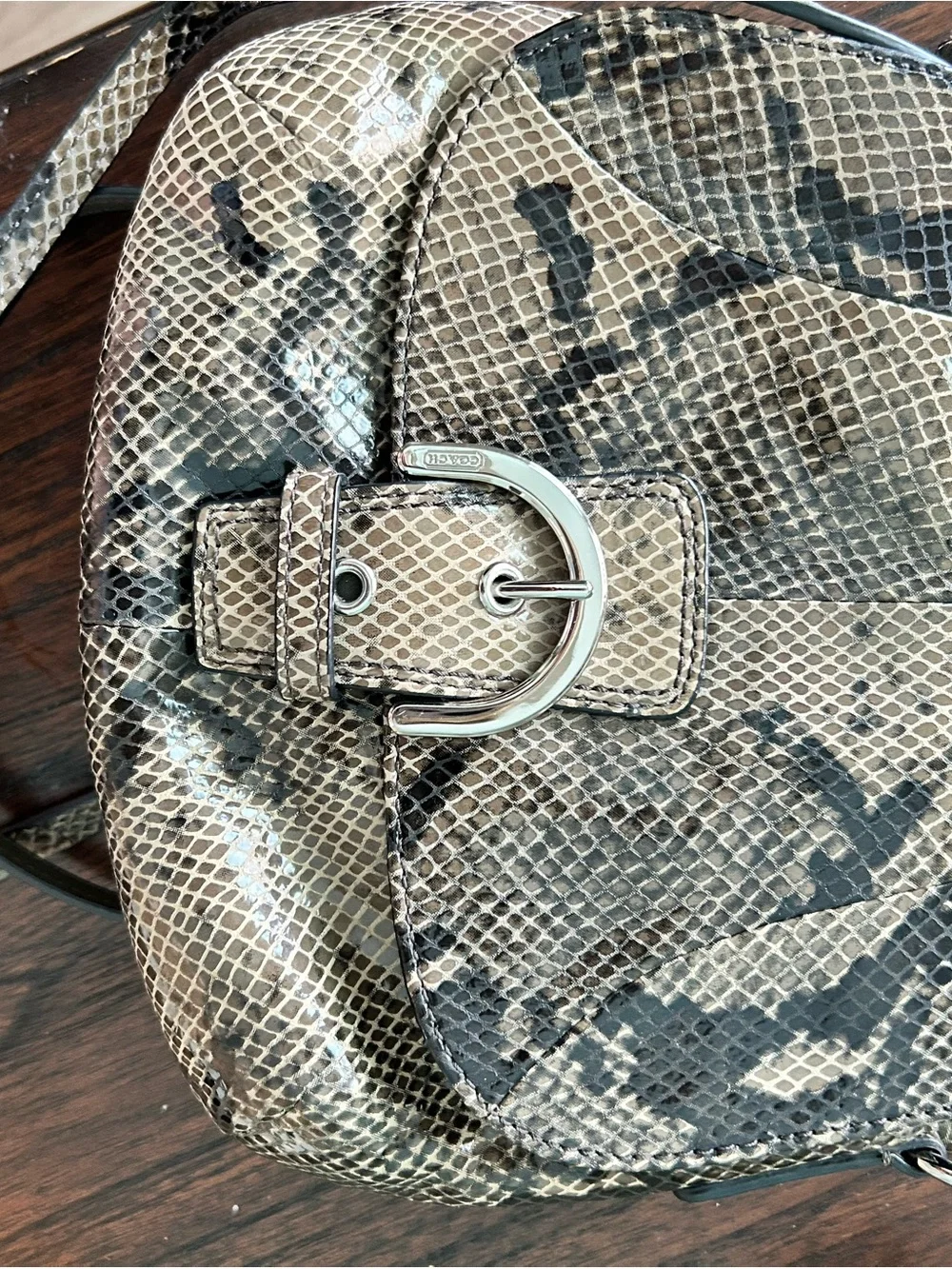 Coach  SoHo mini Snake-Print Crossbody in Taupe and Black